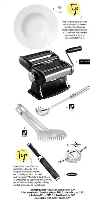 Imerco Rhombe tallerken, pastamaskine, pastaske, pastatang, ravioliform el. sheep zester tilbud