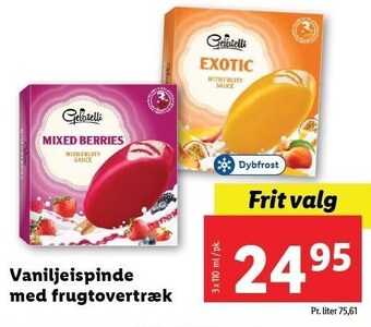 Lidl Vaniljeispinde med frugtovertræk tilbud