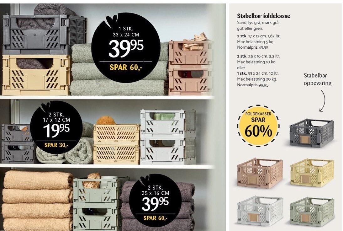 Kop & Kande Stabelbar foldekasse tilbud