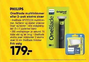 Bilka Philips oneblade multitrimmer eller 2-pak ekstra skær tilbud