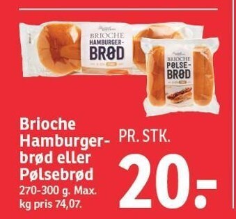 Brioche hamburgerbrød eller pølsebrød
