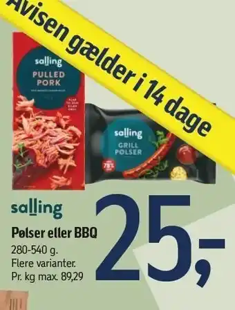 Føtex Salling pølser eller bbq tilbud