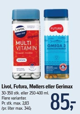 Føtex Livol, futura. møllers eller gerimax tilbud