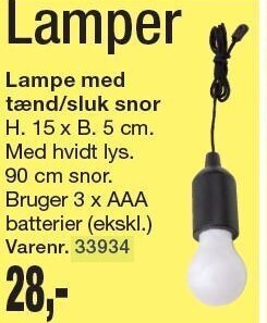 Harald Nyborg Lampe med tænd/sluk snor tilbud