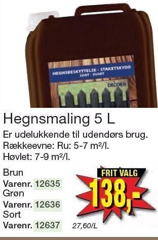 Harald Nyborg Hegnsmaling 5 l tilbud