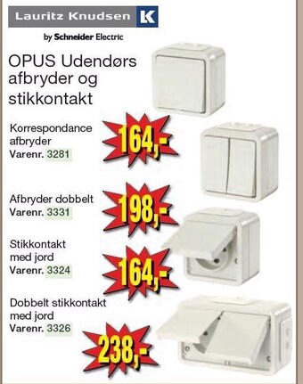 Harald Nyborg Lauritz knudsen opus udendørs afbryder og stikkontakt tilbud