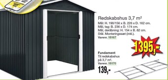 Harald Nyborg Redskabshus 3,7 m tilbud