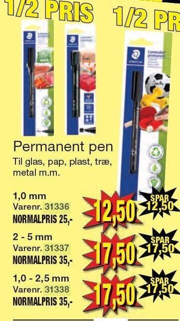 Harald Nyborg Permanent pen  1,0 mm, 2-5 mm, 1,0 - 2,5 mm tilbud