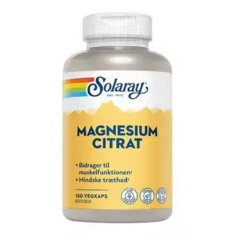 Helsam Solaray magnesium citrat - 180 kap tilbud