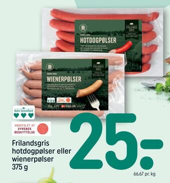 REMA 1000 Frilandsgris hotdogpølser eller wienerpølser tilbud