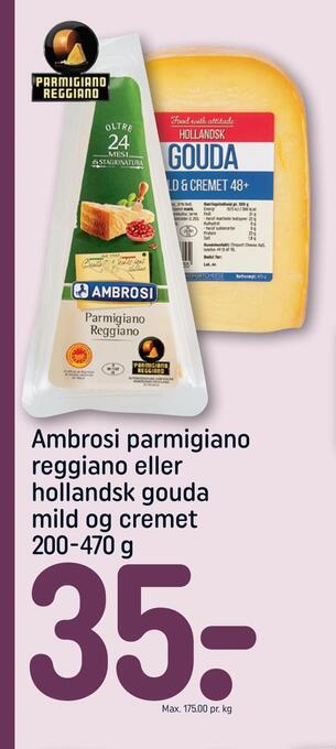 REMA 1000 Ambrosi parmigiano reggiano eller hollandsk gouda mild og cremet tilbud