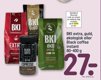 REMA 1000 Bki extra, guld, økologisk eller black coffee instant tilbud