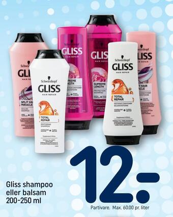 REMA 1000 Gliss shampoo eller balsam tilbud
