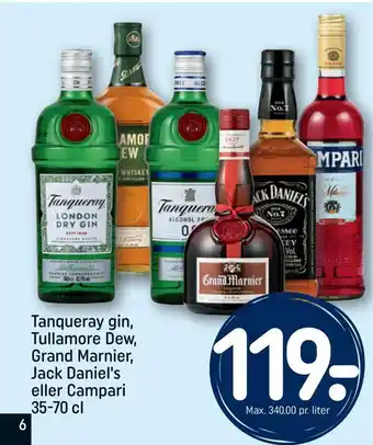 REMA 1000 Tanqueray gin, tullamore dew, grand marnier, jack daniel's eller campari tilbud