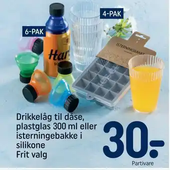 Drikkelåg til dåse, plastglas 300 ml eller isterningebakke i silikone