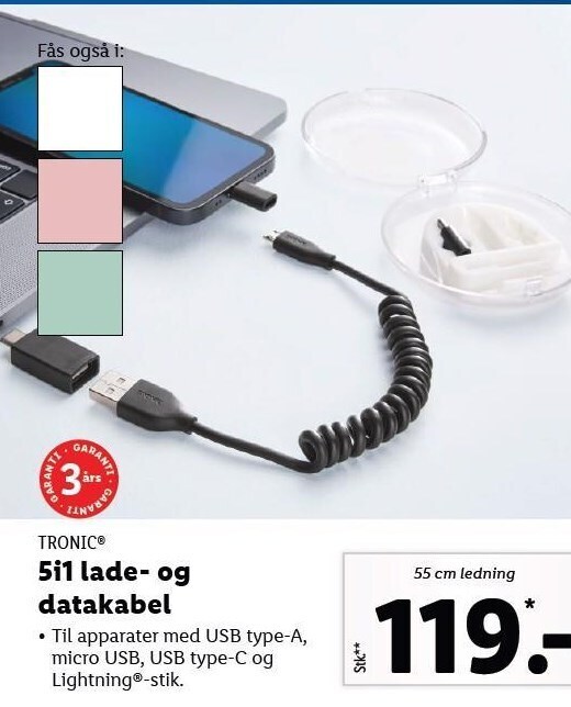 Lidl 5i1 lade- og datakabel tilbud
