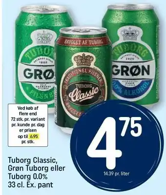 REMA 1000 Tuborg classic, grøn tuborg eller tuborg i dåse tilbud