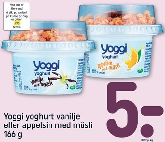 REMA 1000 Yoggi yoghurt vanilje eller appelsin med müsli tilbud