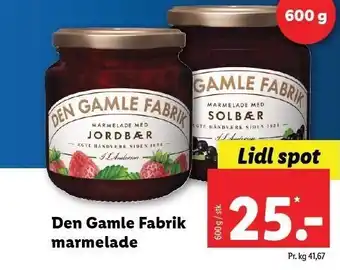 Lidl Jordbær eller solbær marmelade 600 g tilbud