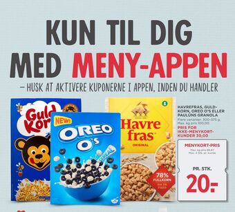 MENY Guldkorn morgenmadsprodukt tilbud