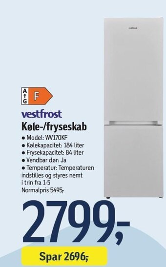 Føtex vestfrost Køle-/fryseskab . Model: WV170KF tilbud