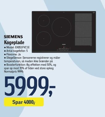 SIEMENS Kogeplade