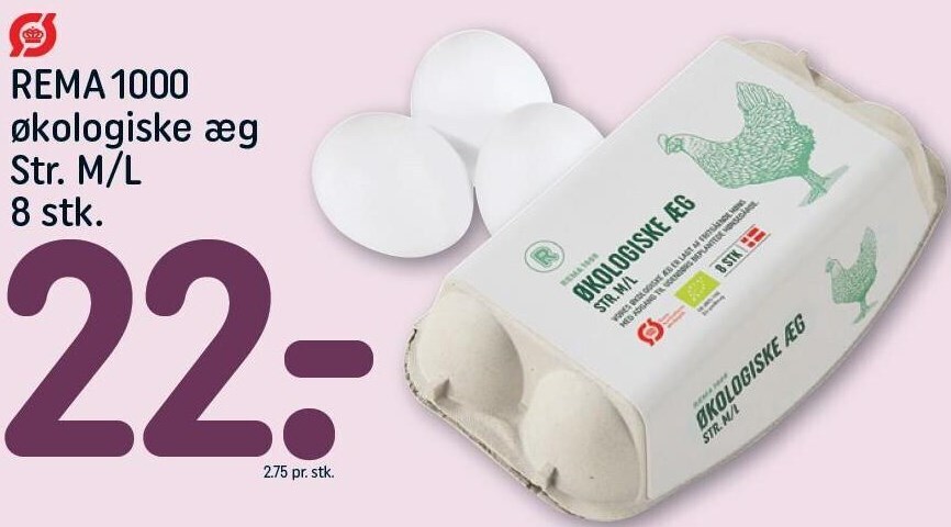 Rema 1000 Rema 100 økologiske æg str m/l tilbud