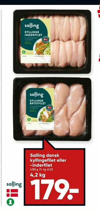 Bilka Salling dansk kyllingefilet eller -inderfilet tilbud