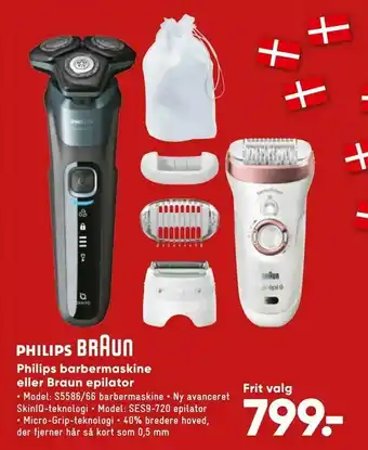 Bilka Philips barbermaskine eller Braun epilator tilbud