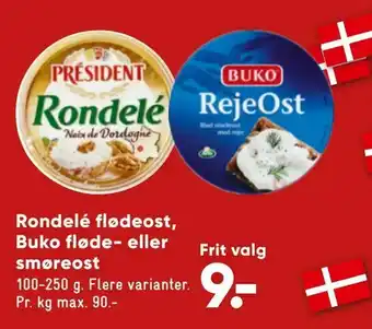 Bilka Rondelé flødeost, Buko fløde- eller smøreost tilbud