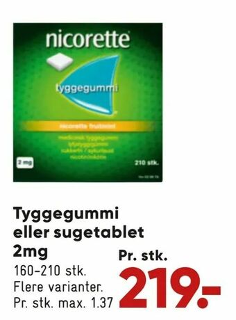 Bilka Tyggegummi eller sugetablet 2mg tilbud