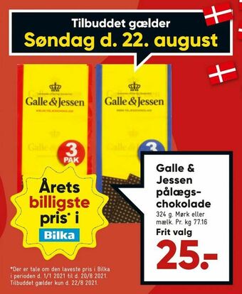 Bilka Galle & Jessen pålægschokolade tilbud