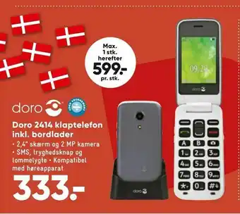 Bilka Doro 2414 klaptelefon inkl. bordlader tilbud