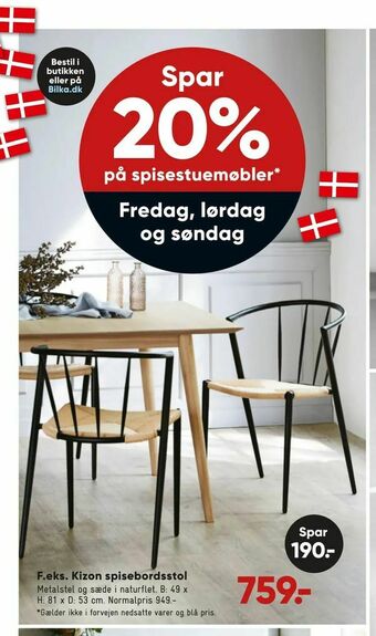 Bilka Kizon spisebordsstol tilbud