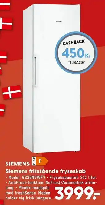 Bilka Siemens fritstående fryseskab tilbud