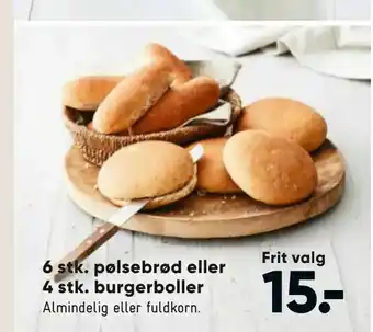 Bilka 6 stk. pølsebrød eller 4 stk. burgerboller tilbud