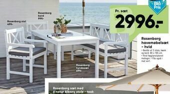 Bilka Rosenborg havemøbelsæt - hvid tilbud