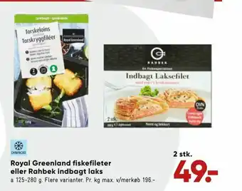 Bilka Royal Greenland fiskefileter eller Rahbek indbagt laks tilbud