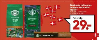 Bilka Starbucks helbønner, formalet kaffe eller kapsler tilbud