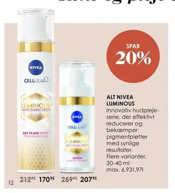 Matas Alt nivea luminous tilbud