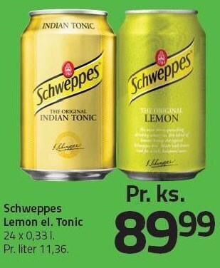 Fleggaard Schweppes lemon eller tonic tilbud