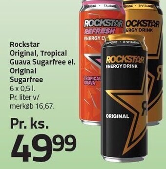 Fleggaard Rockstar original, tropical guava sugarfree eller original sugarfree tilbud