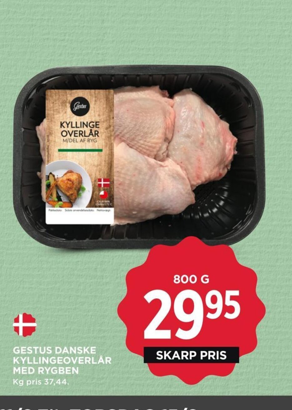 MENY GESTUS DANSKE KYLLINGEOVERLÅR MED RYGBEN tilbud