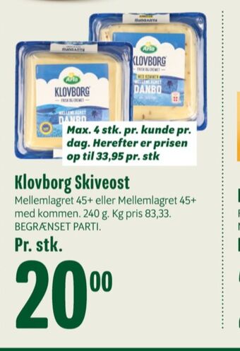 Klovborg skiveost danbo mellemlagret