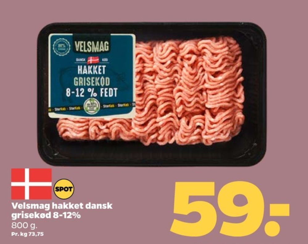 Netto Velsmag hakket grisekød tilbud