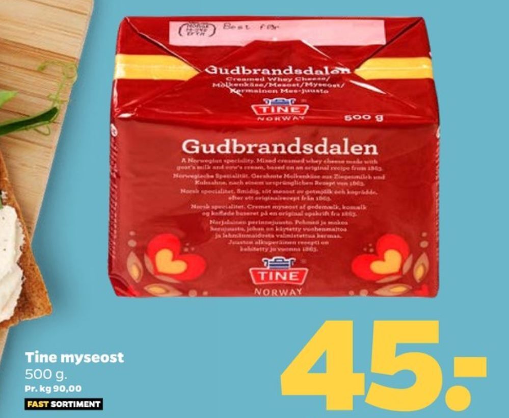 Gudbrandsdalen myseost tilbud hos Netto
