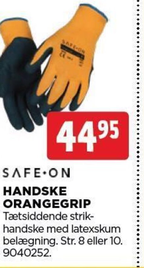 jem & fix SAFE ON HANDSKE ORANGEGRIP tilbud