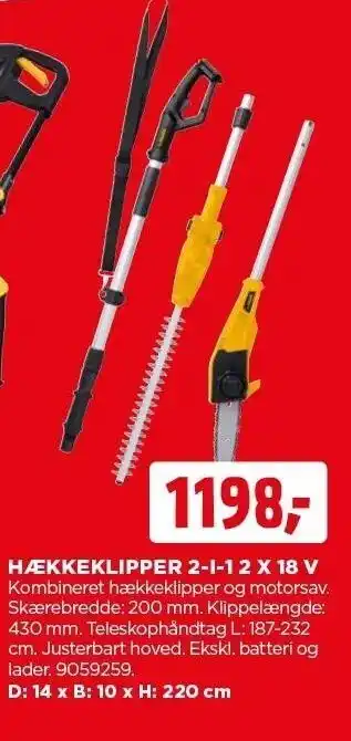 jem & fix Hækkeklipper 2-i-1 2 x 18 v tilbud