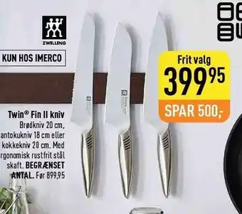 Imerco Zwilling twin fin ii kniv tilbud
