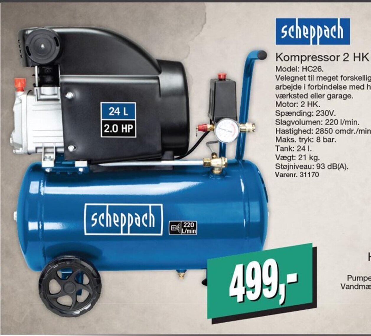 Harald Nyborg Scheppach Kompressor 2 HK tilbud